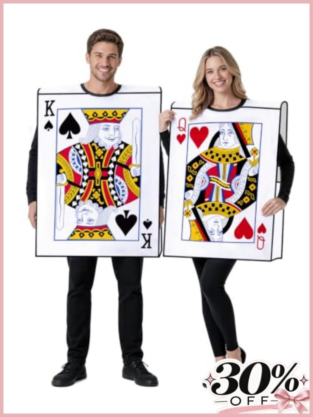 Adult Couples Halloween Costume King Queen Playing Card Set 2 Pc
